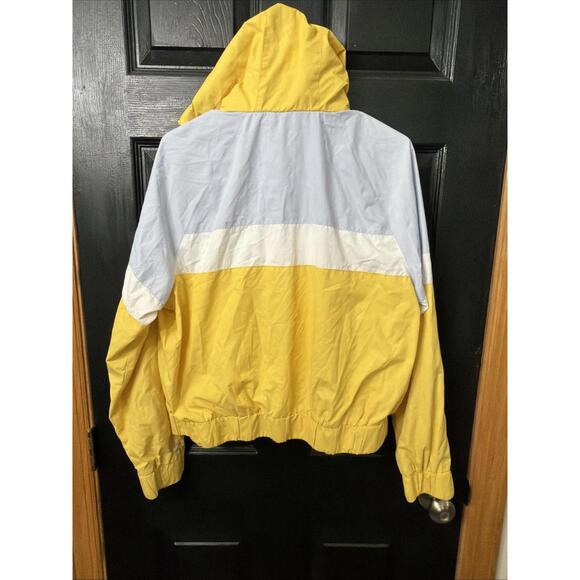 Hollister Colorblock Windbreaker Womens Size Large Yellow Blue W/ Hood Pockets - Picture 9 of 9
